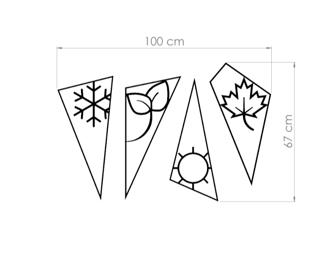Triangle Shape Metal Wall Art Panels, 4-Piece Laser Cut
