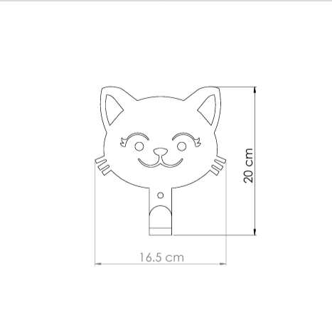 Laser-cut metal wall hanger in a Cat shape, perfect for children’s room decoration