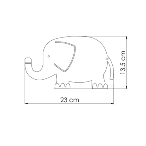 Laser-cut metal wall hanger in a elephant shape, perfect for children’s room decoration