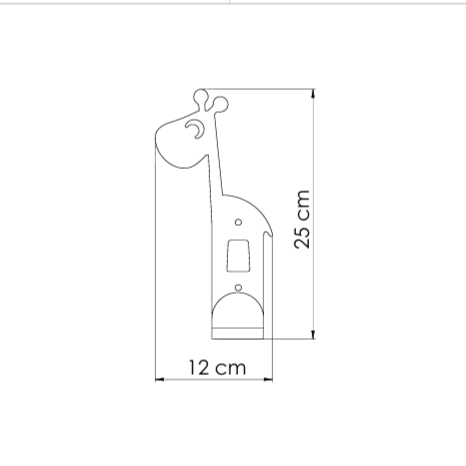 Laser-cut metal wall hanger in a giraffe shape, perfect for children’s room decoration