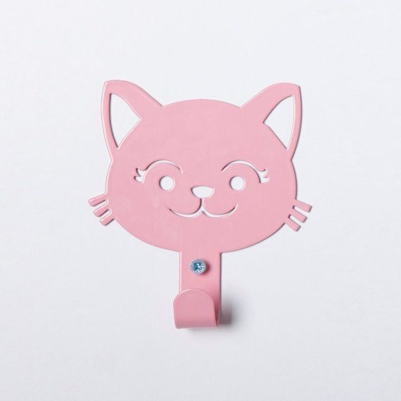 Laser-cut metal wall hanger in a Cat shape, perfect for children’s room decoration