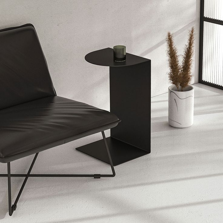 Metal L-Shaped Side Table