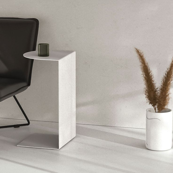 Metal L-Shaped Side Table
