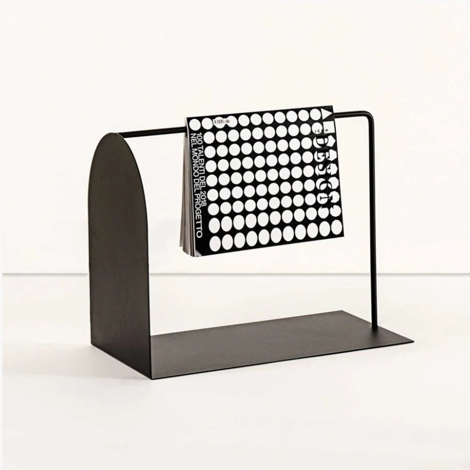 Modern Metal Side Table with Magazine Holder