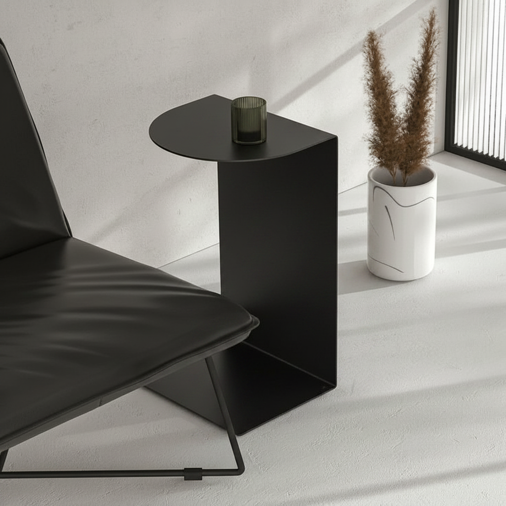 Metal L-Shaped Side Table