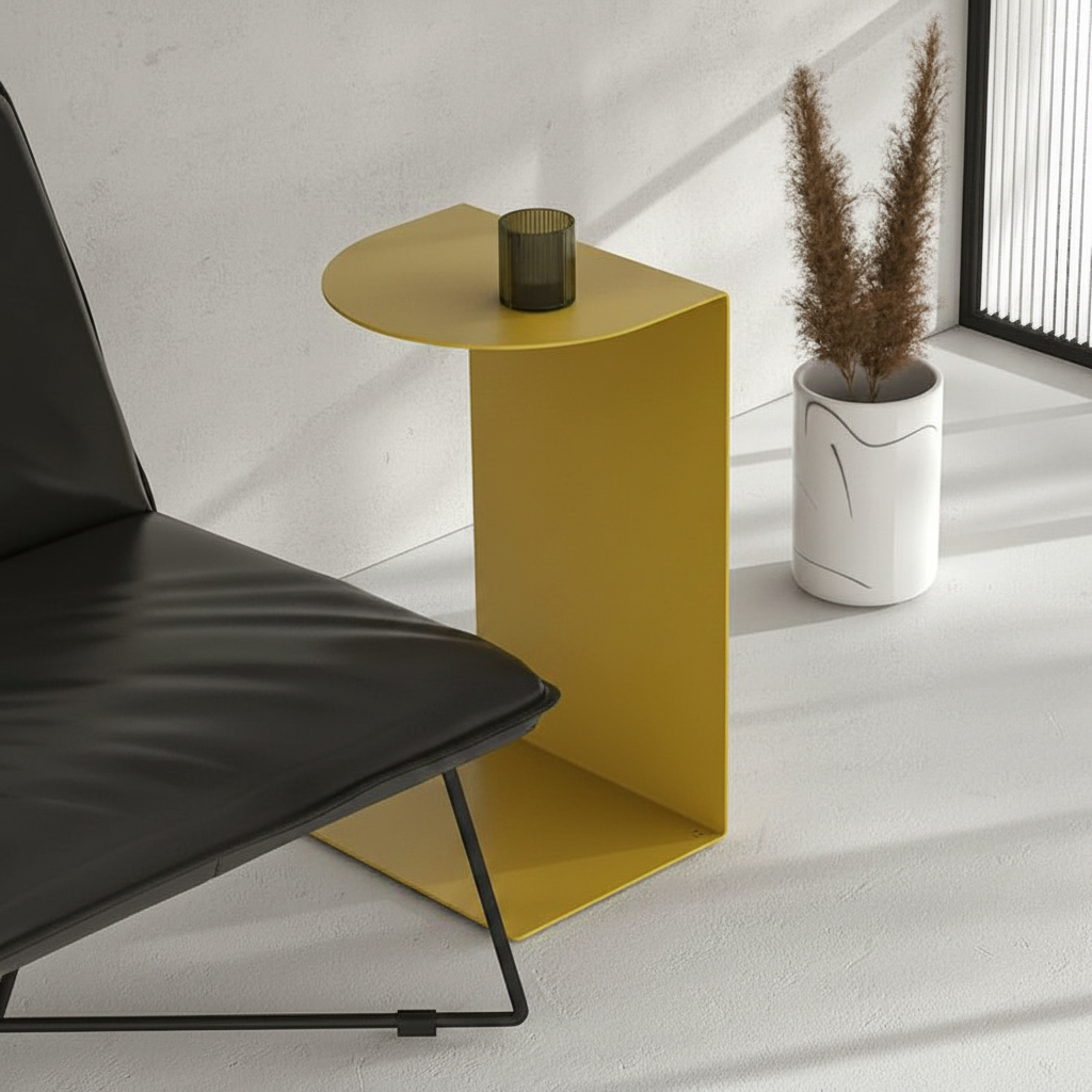 Metal L-Shaped Side Table