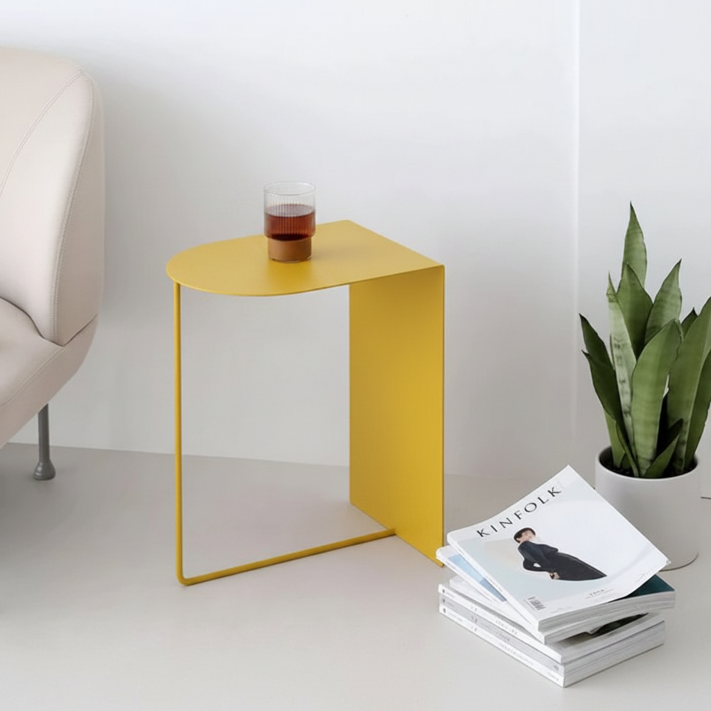 Modern Metal Side Table with Magazine Holder