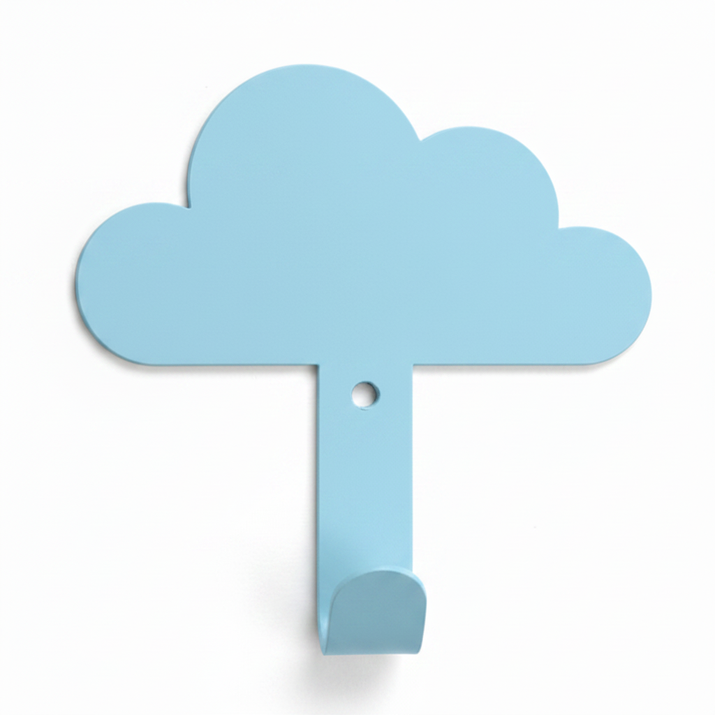 Laser-cut metal wall hanger in a Cloud shape, perfect for children’s room decoration