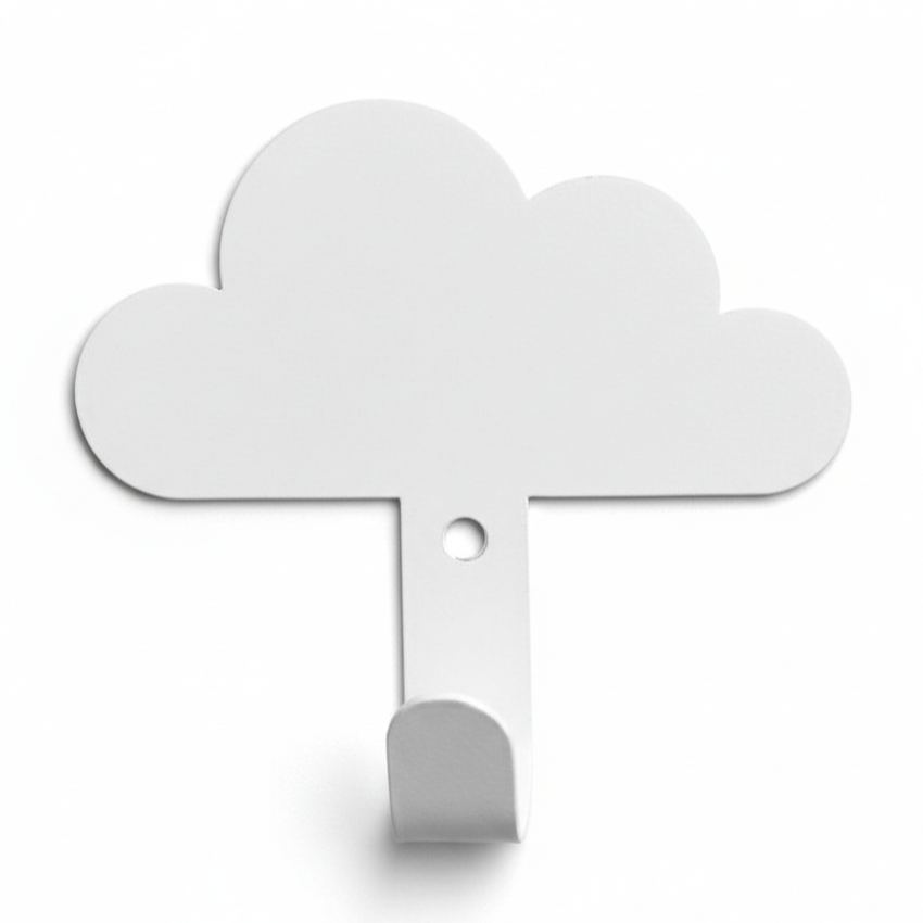 Laser-cut metal wall hanger in a Cloud shape, perfect for children’s room decoration