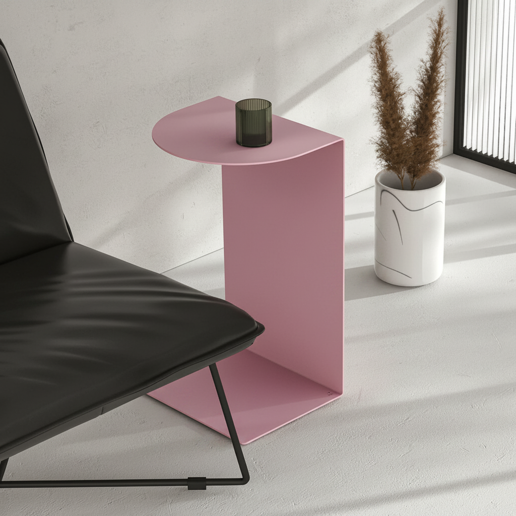 Metal L-Shaped Side Table