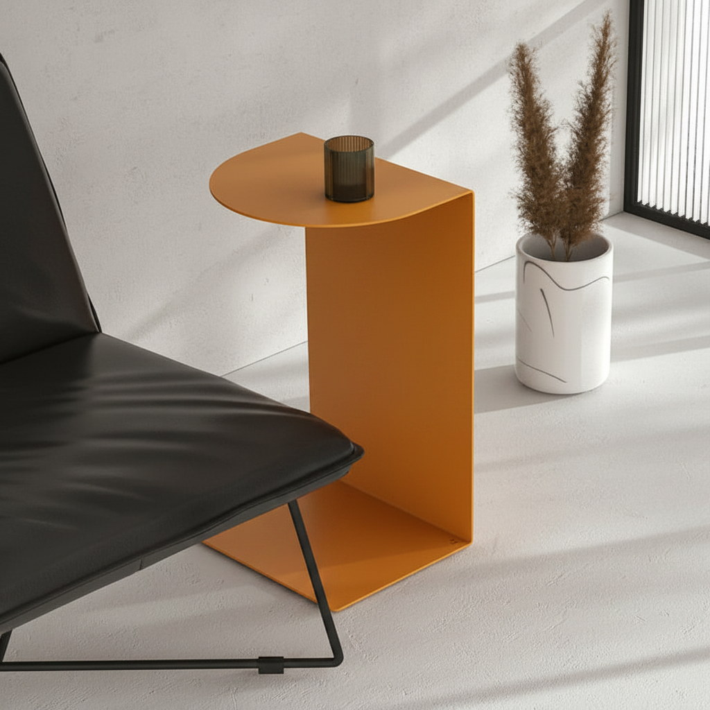 Metal L-Shaped Side Table