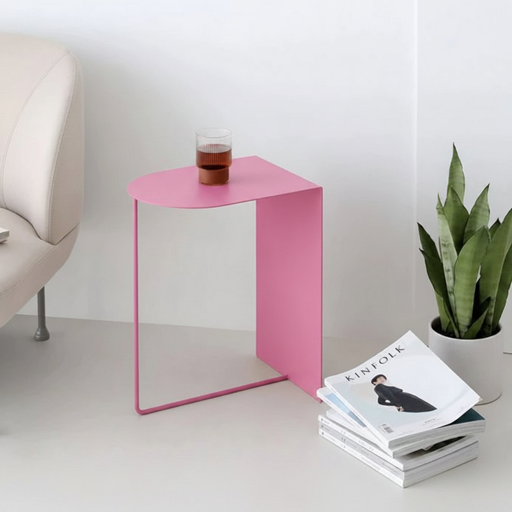 Modern Metal Side Table with Magazine Holder
