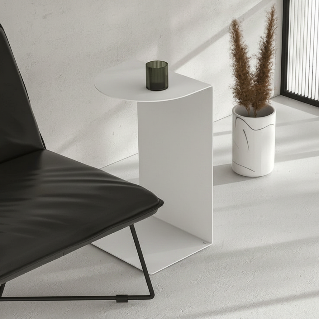 Metal L-Shaped Side Table