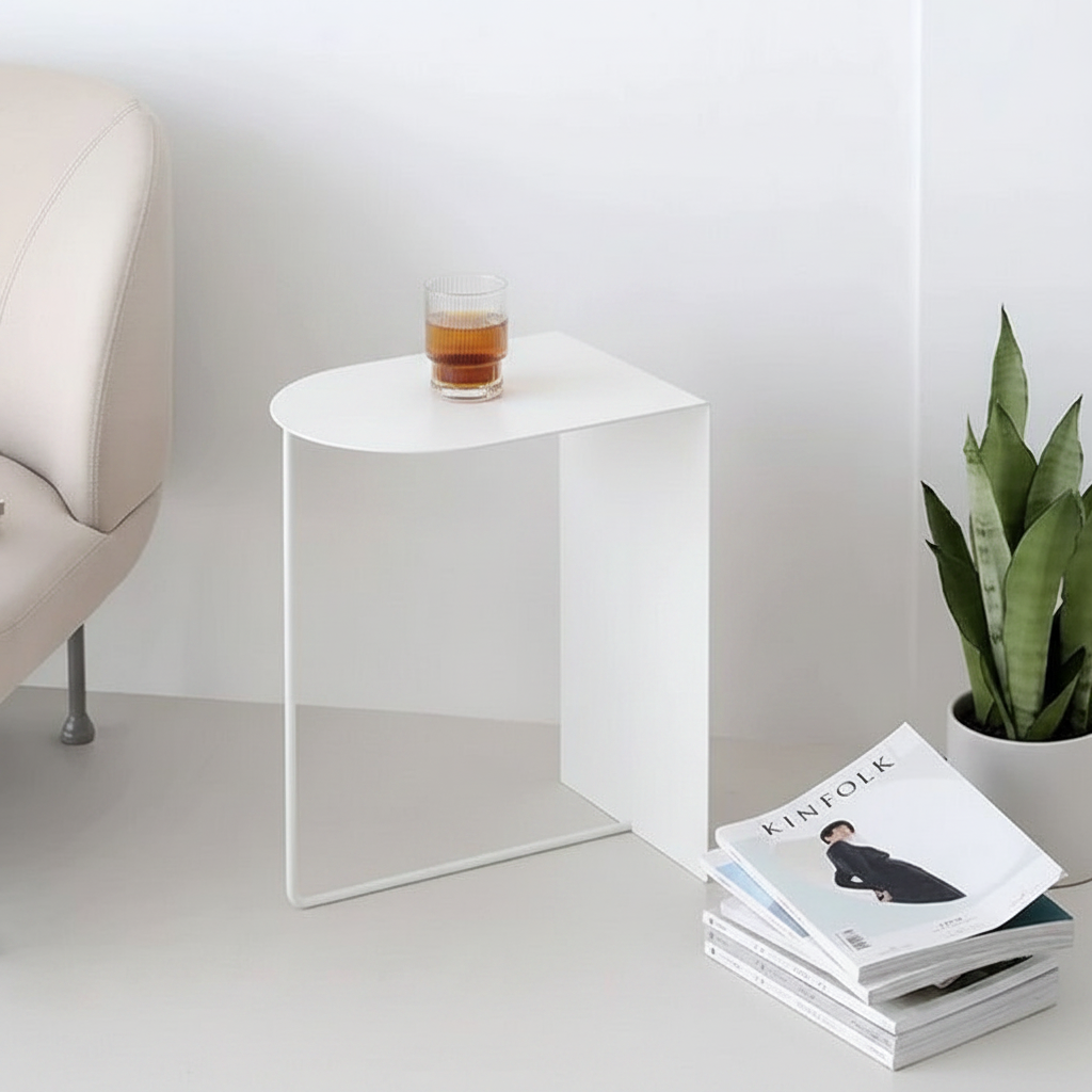 Modern Metal Side Table with Magazine Holder